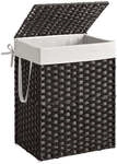 Handgeflochtener W&auml;schekorb aus synthetischem Rattan, Schwarz / 90L (46 x 33 x...