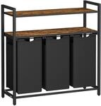W&auml;schekorb mit 2 F&auml;chern, Vintagebraun + Schwarz / 120 L