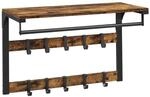 Wandgarderobe mit Ablage und 10 abnehmbaren Haken, Vintagebraun + Schwarz / 30...