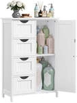 Badezimmerschrank mit 4 Schubladen und 1 Schrank mit verstellbarer Ablage, Wei&szlig; / 4
