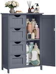 Badezimmerschrank mit 4 Schubladen und 1 Schrank mit verstellbarer Ablage, Dunkelgrau