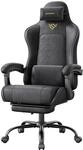 Ergonomischer Gaming Stuhl mit Fu&szlig;st&uuml;tze und Federkissen, Tintenschwarz
