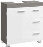 Waschbeckenunterschrank mit Schubladen und F&uuml;&szlig;en, wolkenwei&szlig;-zementgrau / 60B cm +