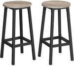 Barhocker 2er Set mit Fu&szlig;st&uuml;tzen, Greige + Klassikschwarz