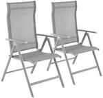 2er-Set Gartenst&uuml;hle mit verstellbarer R&uuml;ckenlehne, Grau