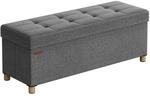 Fu&szlig;hocker mit Stauraum und Deckel, Dunkelgrau / 38 x 110 x 40 cm