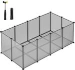 Freigehege mit Bodenplatten aus Kunststoff, Grau / 125 x 63 x 42 cm