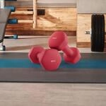 Hanteln Hexagon f&uuml;r Zuhause mit Neopren-Beschichtung, Rot / 2 x 4 kg