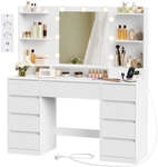Kailyn Kollektion - Schminktisch mit Spiegel und LED Beleuchtung, 40T x 107B x...