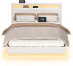 Bettgestell mit LED-Beleuchtung und Ladestation, 140 x 200 cm