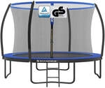 rundes Gartentrampolin mit Sicherheitsnetz, Schwarz + Blau / &Oslash; 366 cm