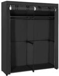 Kleiderschrank mit 2 Kleiderstangen faltbar, Schwarz