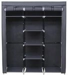 Faltbarer Stoff-Kleiderschrank mit Aufbewahrungstaschen, Grau