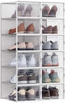 12er-Set Schuhboxen mit Deckel, Transparent + Wei&szlig; / 44
