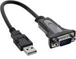 Inline&reg; USB 2.0 zu Seriell Adapterkabel, USB A an 9pol Sub D Stecker, 0,25m