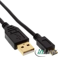 Inline Micro-USB 2.0 Kabel, USB-A ST an Micro-B ST, vergoldete Kontakte, 2m