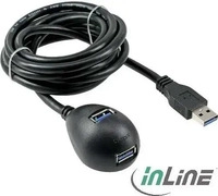Inline iyx35652, Inline USB 3.2 Gen.1 Verl., USB A Stecker / Buchse, schwarz, mit