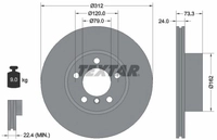 2x TEXTAR Bremsscheibe PRO+ 92261805