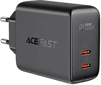 Acefast A9 Schwarzer Ladeger&auml;t 2x USB Type-C 40W, PPS, PD, QC 3.0, AFC, FCP