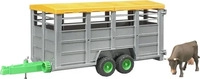 Bruder 02227 - Tiertransportanh&auml;nger mit 1 Kuh - Ma&szlig;stab 1:16, Tiertransporter,