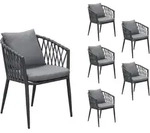 LC Garden &raquo;Sunrepo&laquo; 6er Set Gartenst&uuml;hle Anthrazit / Rope Anthrazit...