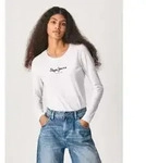 Pepe Jeans f&uuml;r Damen. PL505203 Neu Virginia Ls N T-shirt wei&szlig; (L), L&auml;ssig,