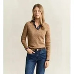 Gant f&uuml;r Damen. 4800101 Strickpullover mit Zopfmuster in Khaki (S), Beige,...