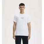 Fred Perry f&uuml;r Herren. M4580 Wei&szlig;es T-Shirt mit Stickerei (L), L&auml;ssig,...