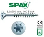 6,0x200 mm Spax Spanplattenschrauben, Senkkopf, T-Star plus verzinkt/Wirox, 100