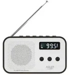 Adler AD 1907 PLL AM FM Digitalradio mit Weckerfunktion, USB C, Wei&szlig; Schwarz