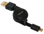 LogiLink Ausziehbares USB 2.0 zu Micro USB B 5pin Kabel 75 cm