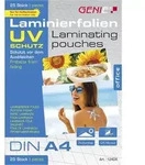 GENIE Laminierfolien DIN A4 UV best&auml;ndig 125 Mikron 25 St&uuml;ck