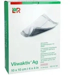 Vliwaktiv AG 10x10cm Aktivkohle Saugkompr.m.Silber