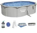 HydriumTM Stahlwandpool Komplett Set mit Sandfilteranlage 500 x 366 x 122 cm, gra...