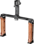 Leofoto 70595, Leofoto Doppelhandgriff + Smartphonehalterung + Blitzschuhaufnahme