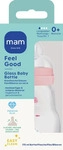MAM 100011381, MAM Glas-Flasche Feel Good - Silikon 170 ml - Schwan - Rosa -...