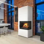 Kaminofen Kratki Simple Box Stahl Weiss Rechts 8 kW Holzofen Bausatz Kamin