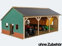 Kids Globe 610340, Maschinenhalle f&uuml;r 3 Traktoren aus Holz Modell von Kids Globe