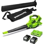 Greenworks GD24X2BVK4X Akku Laubsauger / Laubbl&auml;ser mit Schultergurt, b&uuml;rstenloser