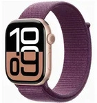 APPLE Watch Series 10 GPS 46mm Rose Gold Aluminium Case with Plum Sport Loop