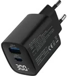 INLINE USB PD Netzteil, GaN Ladeger&auml;t, 2-Port, USB-C + USB-A, 30W, mit Display