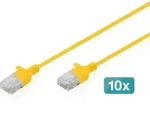 DIGITUS CAT 6 U-UTP Slim Patchkabel, 3 m, Gelb, 10 Stk. L&auml;nge 3 m, Gelb, 10 Stk.