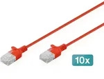 DIGITUS CAT 6 U-UTP Slim Patchkabel, 5 m, Rot, 10 Stk. L&auml;nge 5 m, Rot, 10 Stk.