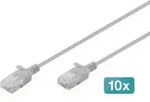 DIGITUS CAT 6 U-UTP Slim Patchkabel, 5 m, Grau, 10 Stk. L&auml;nge 5 m, Grau, 10 Stk.
