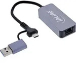 INLINE USB 3,2 zu 5 Gb/s Netzwerk-Adapter, USB-C+USB-A Adapter zu RJ45