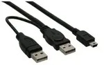INLINE USB Mini-Y-Kabel, 2x Stecker A an Mini-B Stecker (5pol,), 1,5m