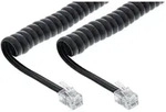 INLINE Spiralkabel, RJ10 Stecker / Stecker, schwarz, 1:1 belegt, max, 4m
