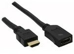 INLINE HDMI Verl&auml;ngerung, Stecker/Buchse, schwarz, 3m, vergoldete Kontakte,