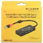 DeLOCK 3 Port USB Hub + Cardreader, USB-A 3.0