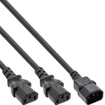 INLINE Netz-Y-Kabel, Kaltger&auml;te, 1x IEC-C14 auf 2x IEC-C13, 1m